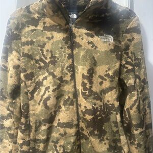 The North Face Green and Brown Patterned Fleece Jacket